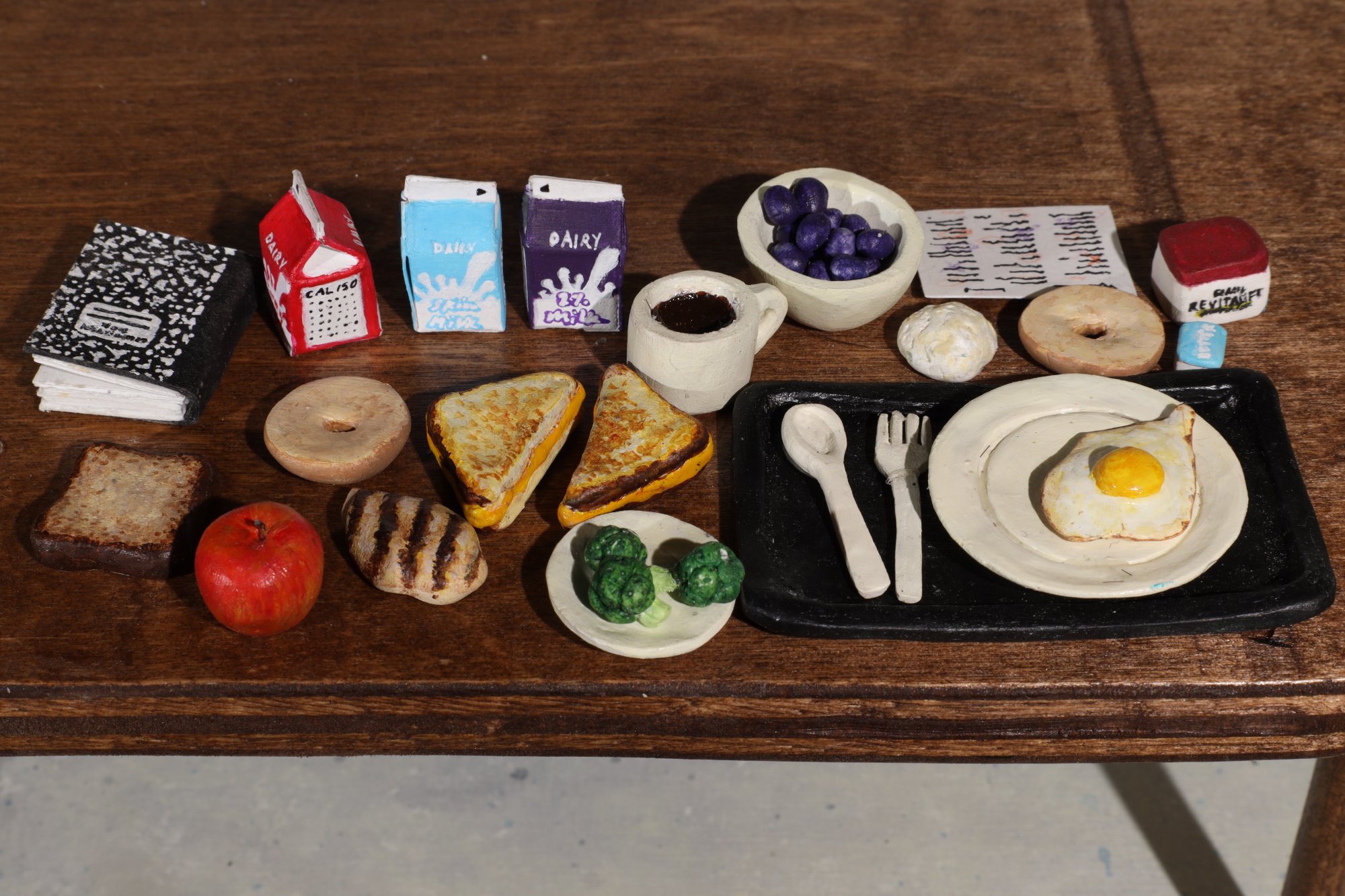 Miniature set pieces on table