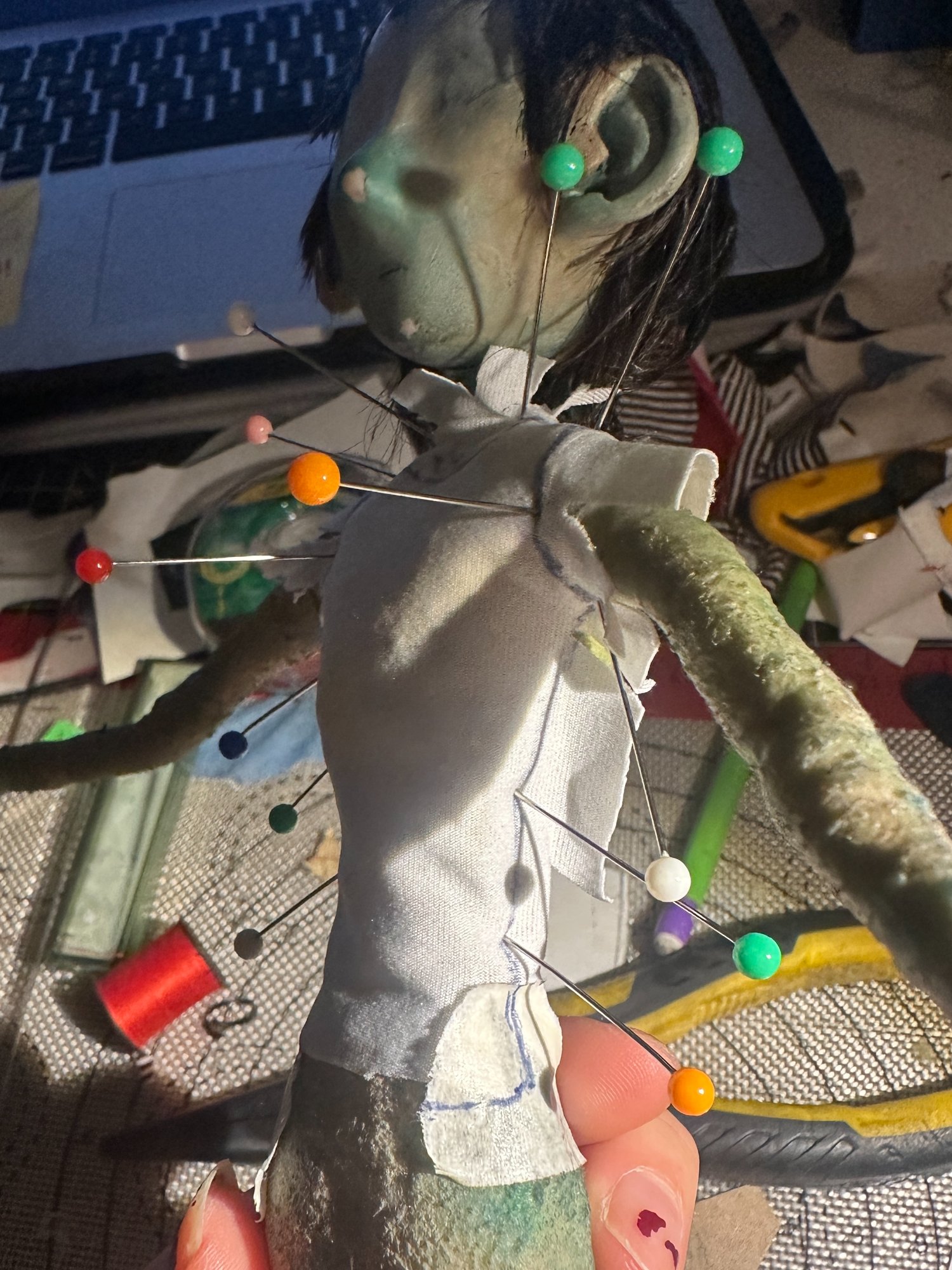 Shirt pieces assembled flat