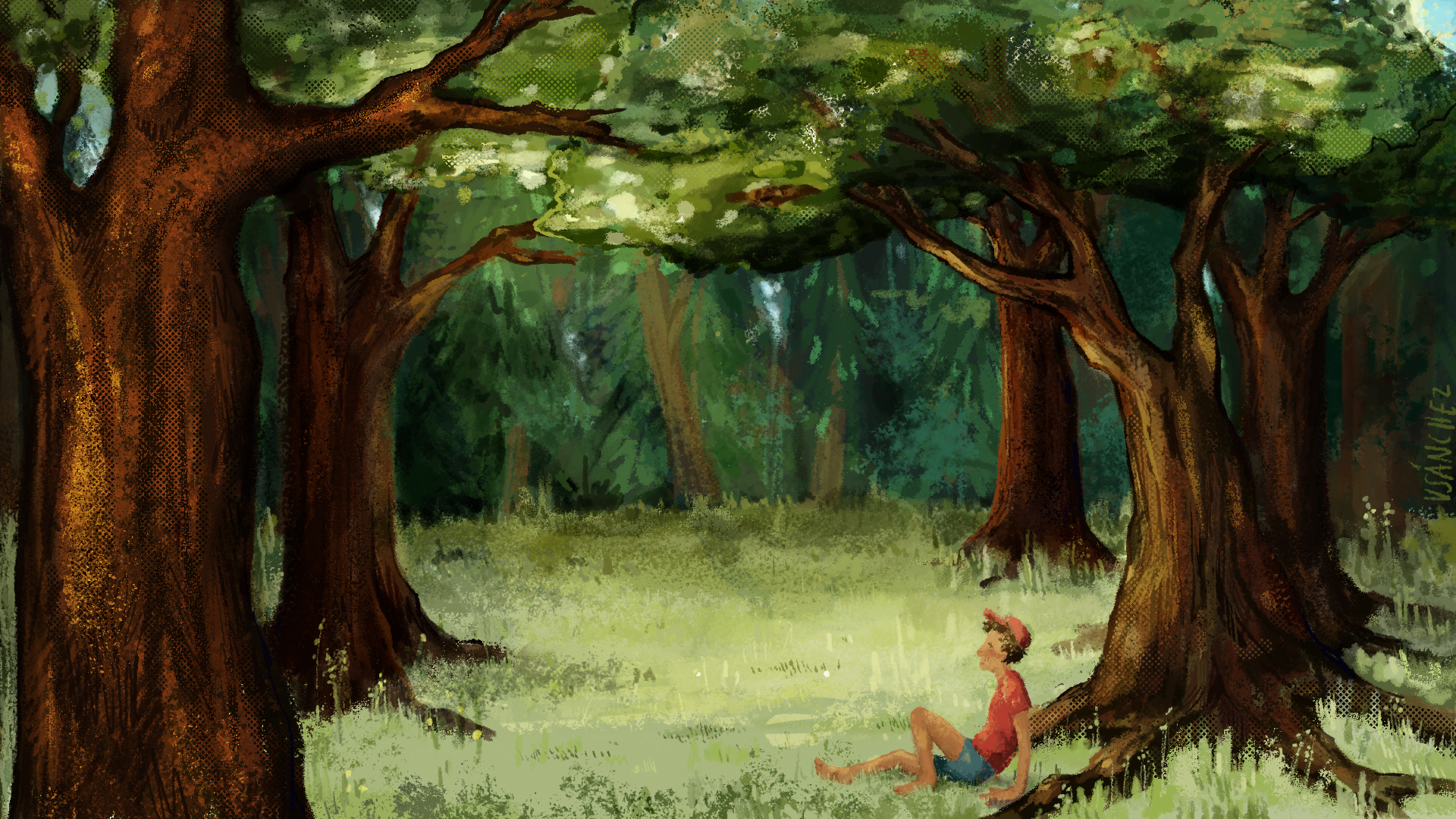 Forest with figure
